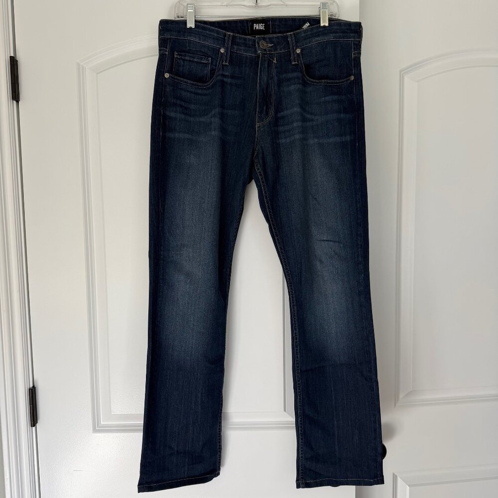 Men's Paige Federal Jeans - Slim Straight Leg Stretch Denim - Dark Wash - 33